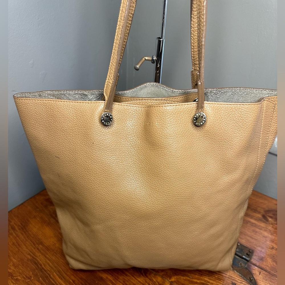 Furla Eden Medium Caramel Brown Pebbled Leather Tote Bag - Picture 3 of 14